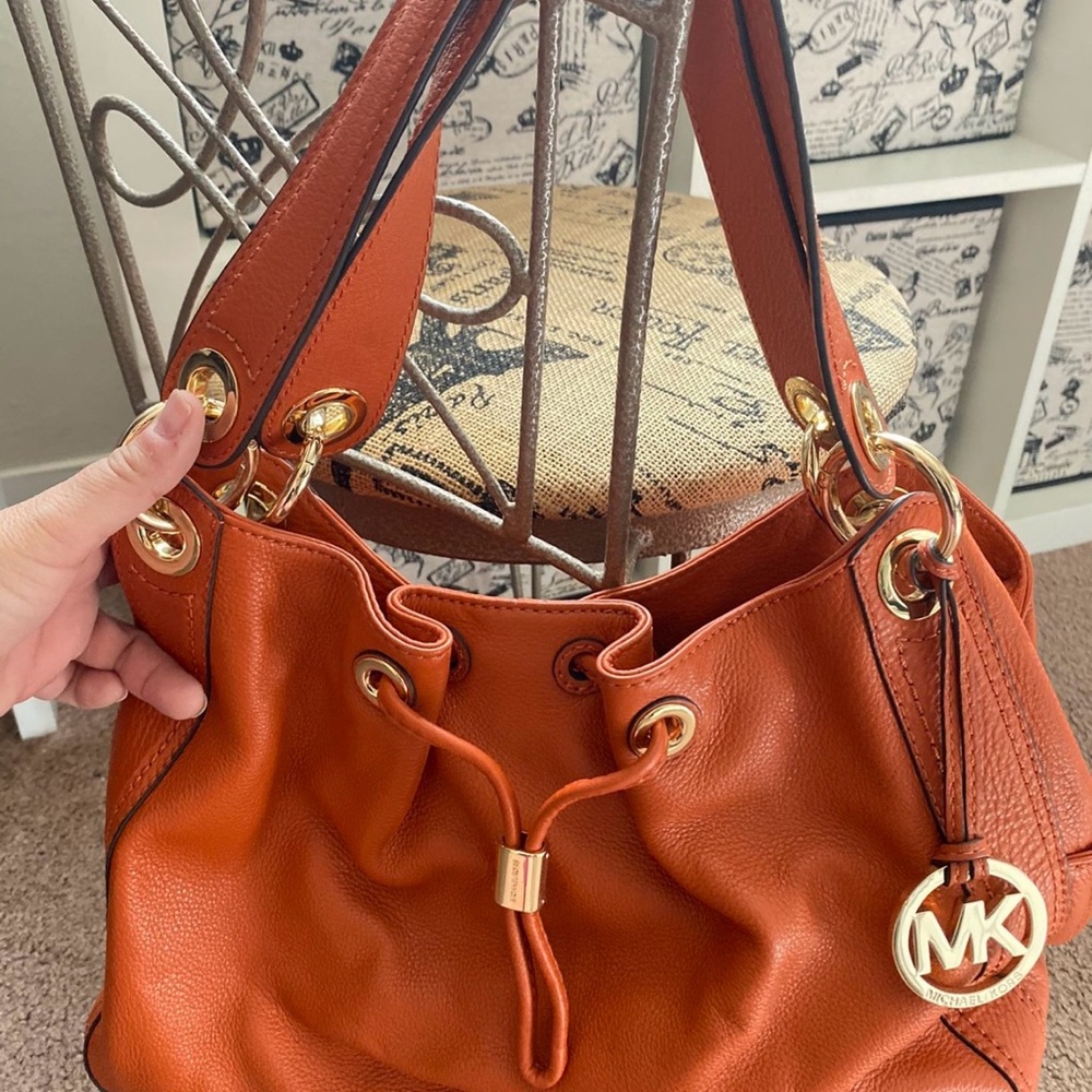 Michael Kors Burnt Orange Leather Shoulder Bag